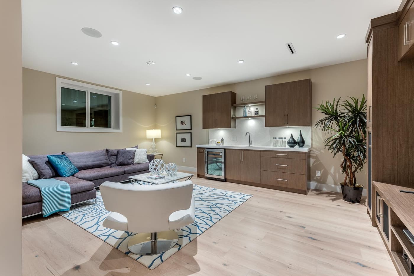 Finished basement living area