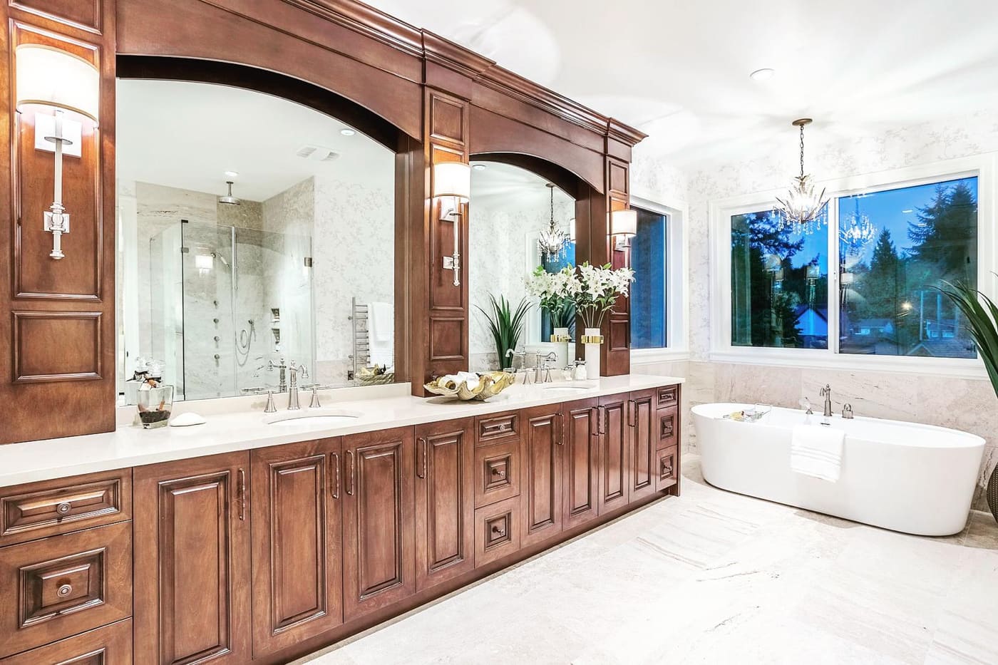 Primary bathroom with freestanding tub